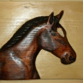 głowa konia - płaskorzeźba drewniana