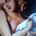 kopia obrazu Tamary Łempickiej Kobieta z gołębiem
